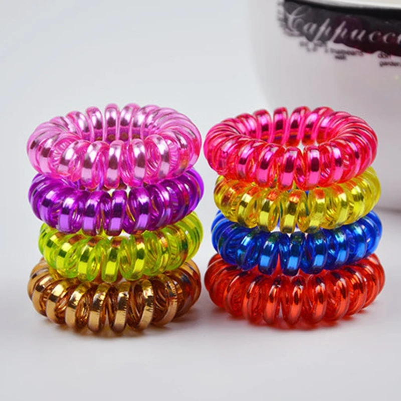 

100 Pieces/Lot Size 35mm Mix Color Scruchies Headdress Hair Band Telephone Line Wire Elastic Rope Hairband