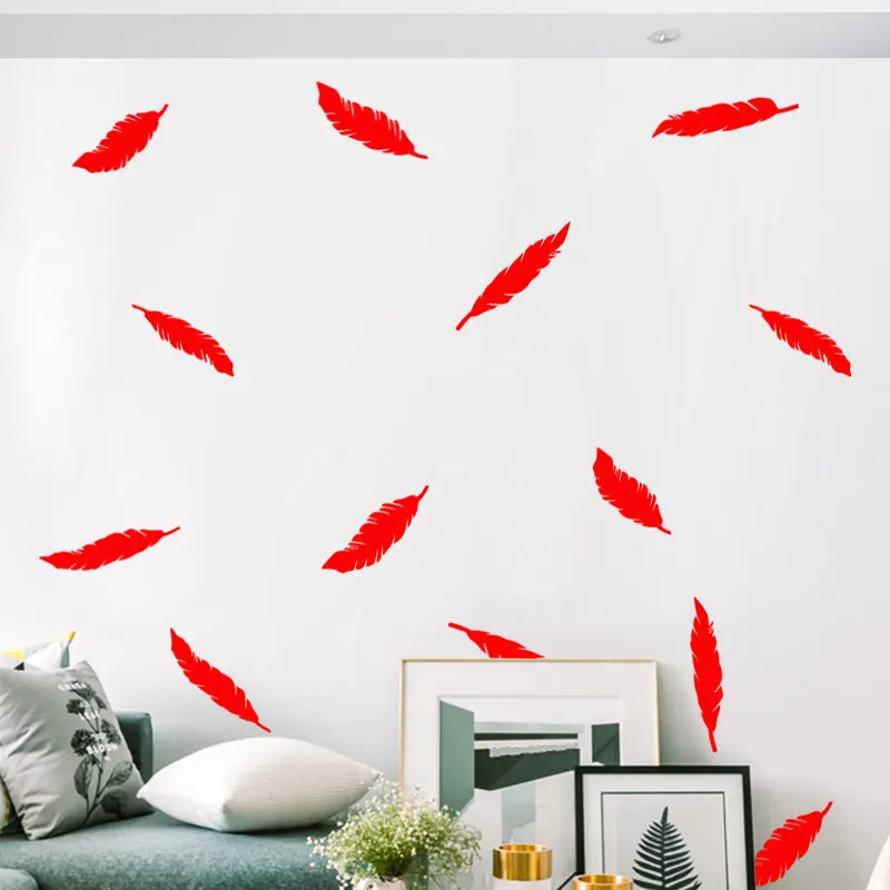 Наклейки на стену с перьями сделай сам искусство для детской комнаты домашний