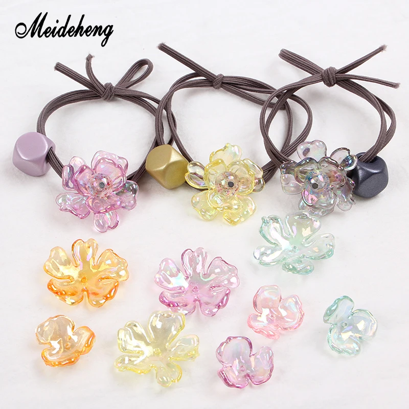 

Acrylic Transparent Craft Flower Petal Beads for Jewelry Making Three Five Petal Bright DIY Decorations Material Meideheng