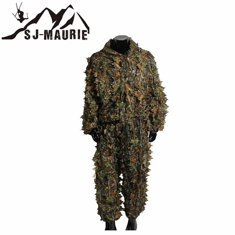 Открытый Bionic Leaf камуфляж одежда Ghillie костюм 3D охотничьи куртки и брюки костюмы