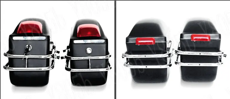 Матовый черный жесткий сума магистральные багажа задние фонари хром кронштейн