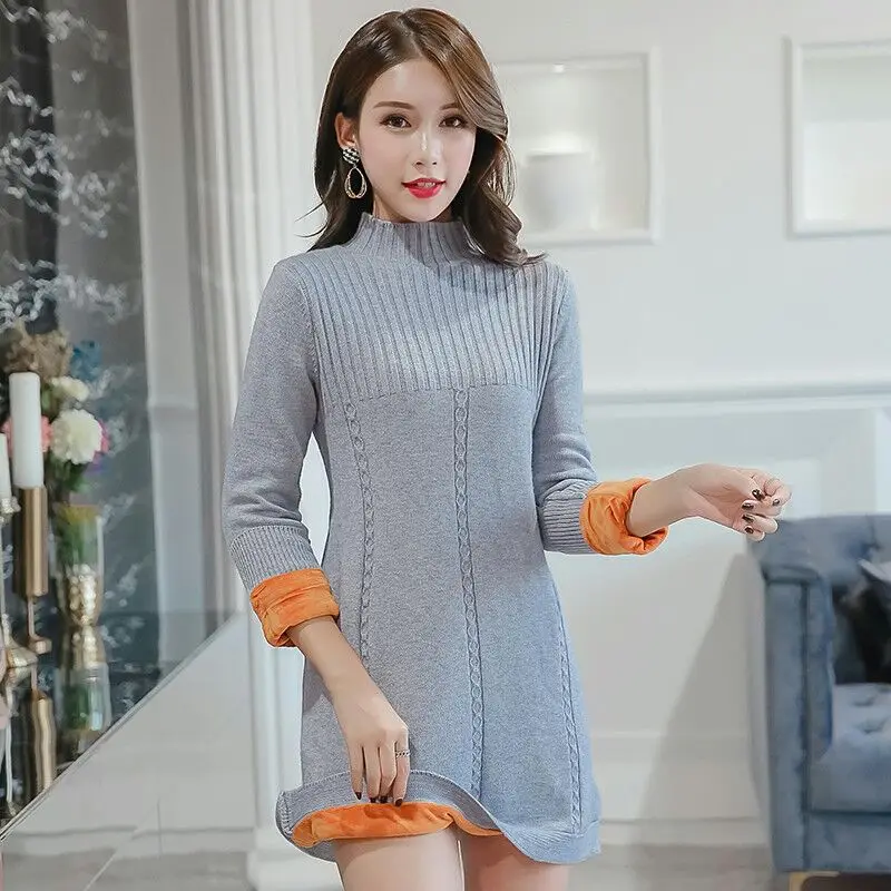 gray with fleece Осенняя/зимняя женская одежда, свитера, европейские свитера с флисом или без флиса, 4xl, Свитера для беременных, Одежда для беременных - Цвет: gray with fleece