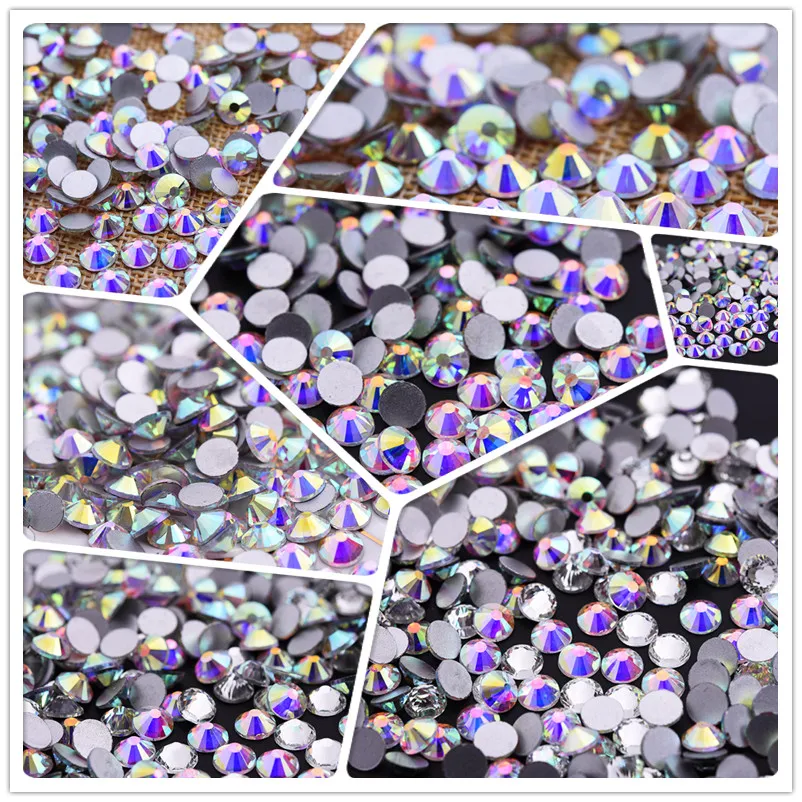 

AB Non Hot Fix Стразы ss16 ss20 ss 50, стразы с плоским основанием, стеклянные Блестки для 3d ногтей, одежды, свадьбы