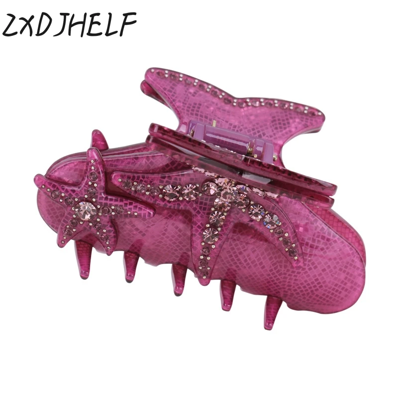 Простой дизайн акриловые заколки для волос женщин блестящие звезды с украшением