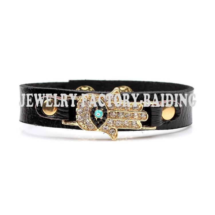 MEIBEADS браслет из искусственной кожи с наручниками в форме ладони кристаллами на