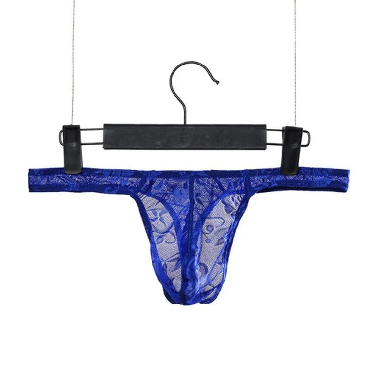 Мужские кружевные прозрачные стринги G String нижнее белье с Т образным ремешком для