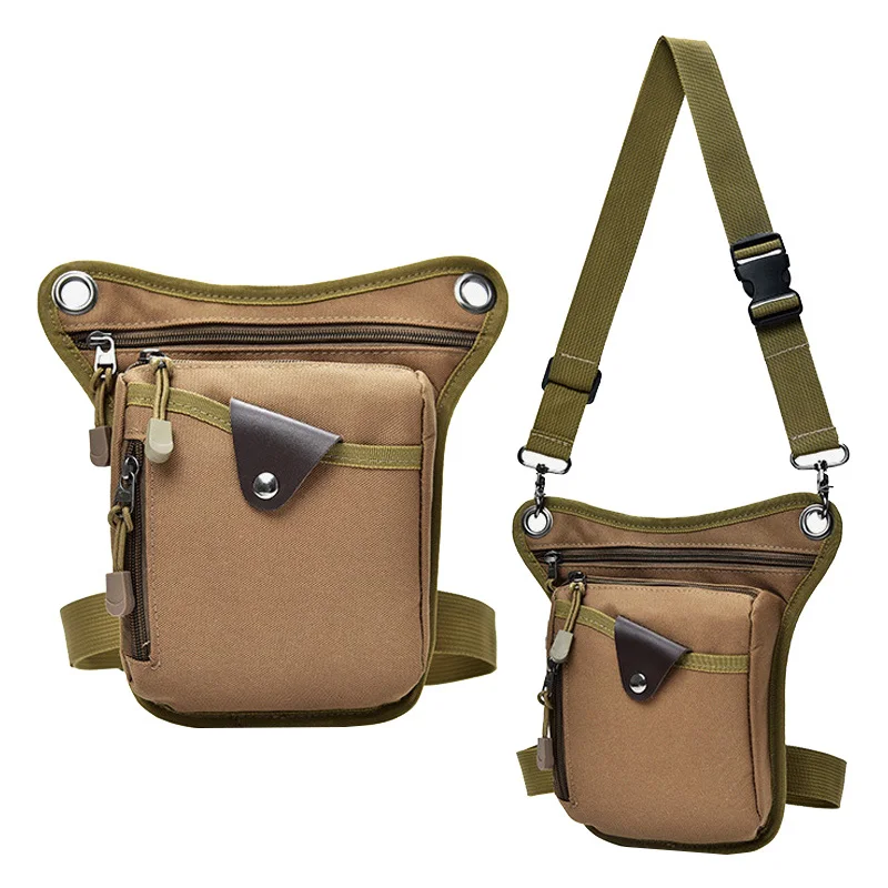 Brown Leg Bags Fashion Nylon Men Legsbag New Unisex TacticalLeg Fanny Pack Casual Boys Waist Bags Multi-function Crossbody Shoulder Bags Male - Цвет: Brown Leg Bags
