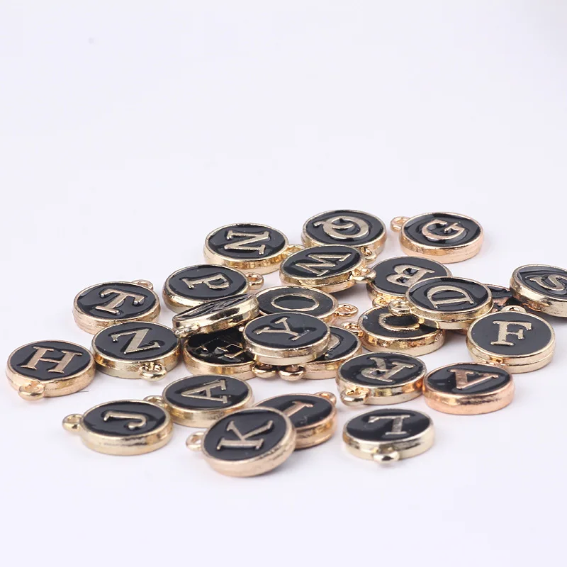 

10pcs/lot 12*14mm Y~Z Black White Pink Alphabet Initial Charms Letters Enamel Pendant For Diy Bracelet Jewelry Making Finding