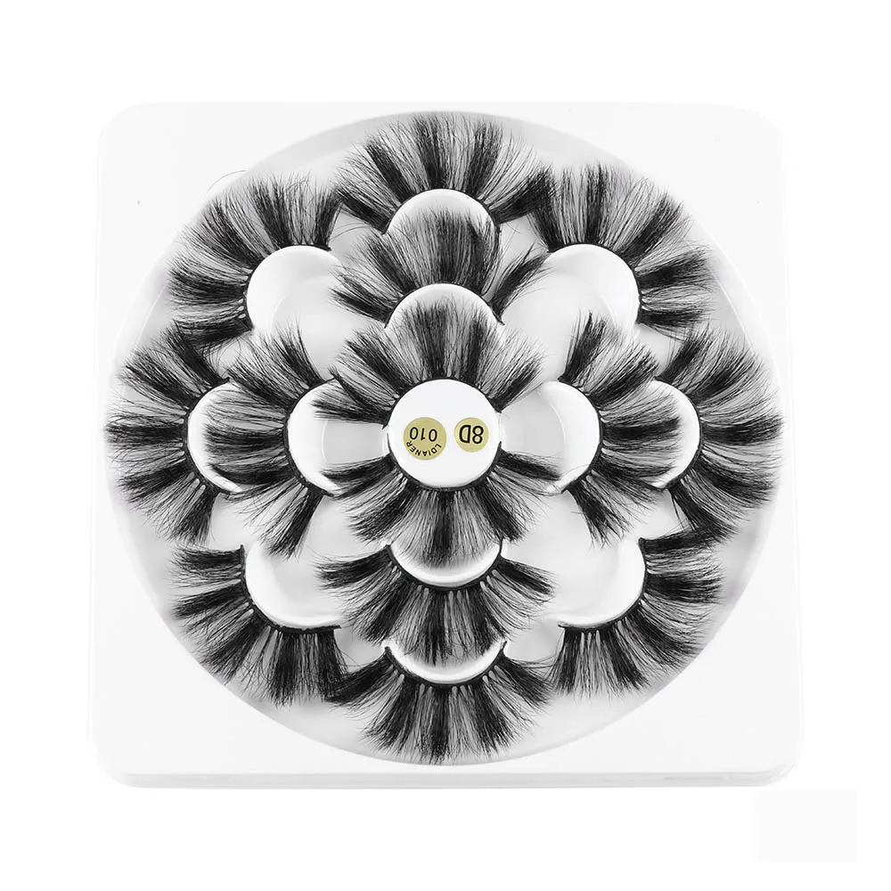 25mm-8D-010 7 Pairs 3D Mink Hair False Eyelashes 25mm Lashes Thick Long Wispy Fluffy Handmade Cruelty-free Mink Eyelash Makeup Tools maquiag - Цвет: 25mm-8D-010
