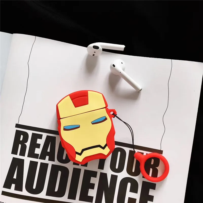 Чехол для наушников AirPods 2 милый чехол с 3d рисунком мальчиков Железный человек Apple