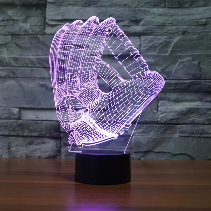 Настольные лампы Chrismas бейсбольные перчатки ночник 3D LED акриловый цветной