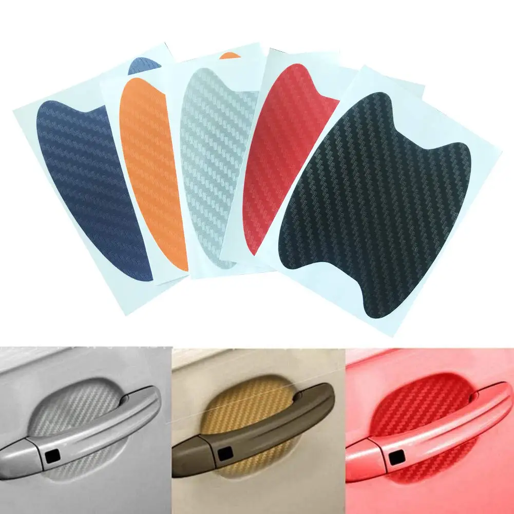 4 шт. универсальная ручка двери автомобиля из углеродного волокна защитная