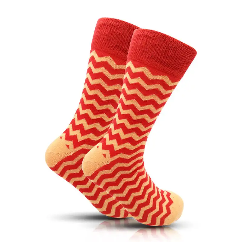 red yellow socks Новое поступление, высококачественные мужские носки из чесаного хлопка в горошек, Цветные фирменные дизайнерские Повседневные носки, новое Деловое платье - Цвет: red yellow socks