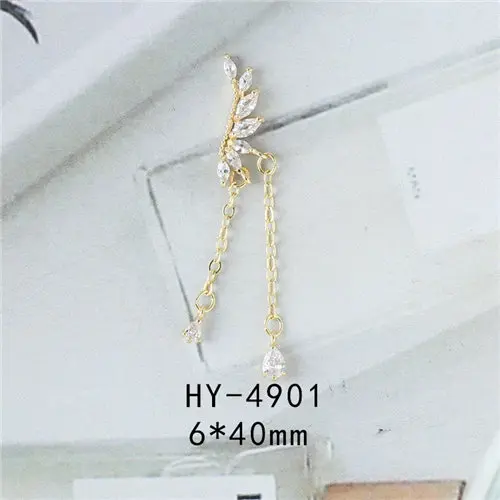 HY4901 5 шт./лот, подвеска/крылья/цепь, 3D сплав, дизайн ногтей, циркон, жемчуг, металл, маникюрные аксессуары для ногтей, сделай сам, украшения ногтей, подвески - Цвет: HY4901