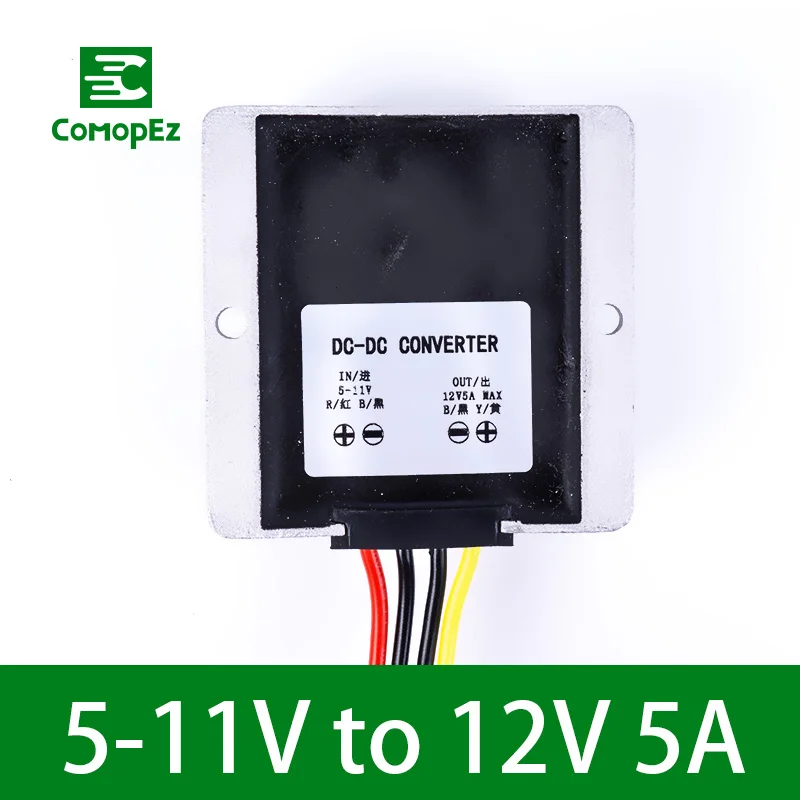 5-11V to 12V 5A Преобразователь Напряжения DC/DC 5-11 в Шаг до 12 В 5A10A водонепроницаемый повышающий преобразователь трансформатор для автомобиля силовой модуль светодиодный светильник - Цвет: 5-11V to 12V 5A