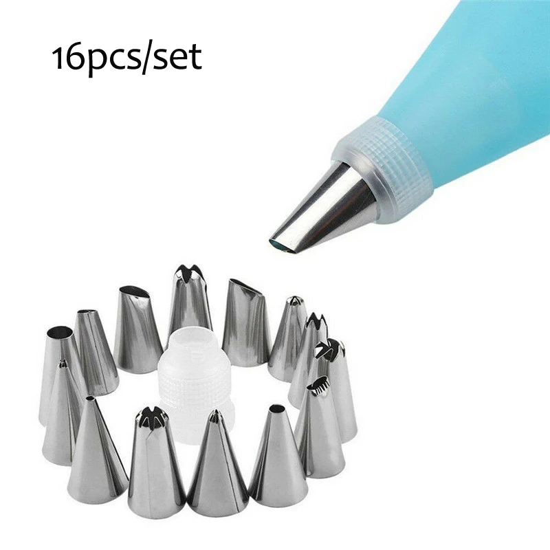 16pcs Кабельный тестер кабеля 8 шт./16 шт./компл. Нержавеющая сталь Рождественский Кондитерские насадки для крема в виде пирожного в чашке с шприц для кондитерского мешка насадка для печенья - Цвет: 16pcs