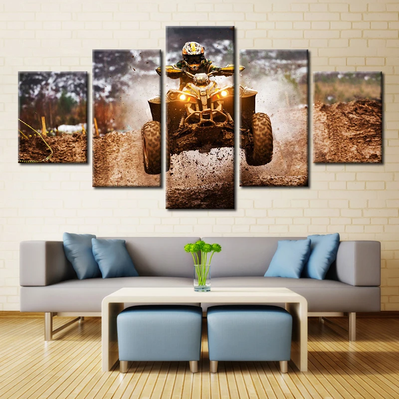 5 Panel motocross quadrocycle print painting Poster modern home decor canvas wall art picture for kids room PT1528 | Дом и сад