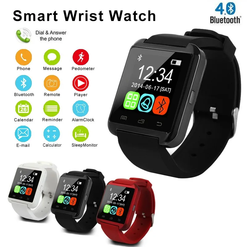 U8 смарт часы Bluetooth Шагомер удаленного Камера умные для IOS телефона Android