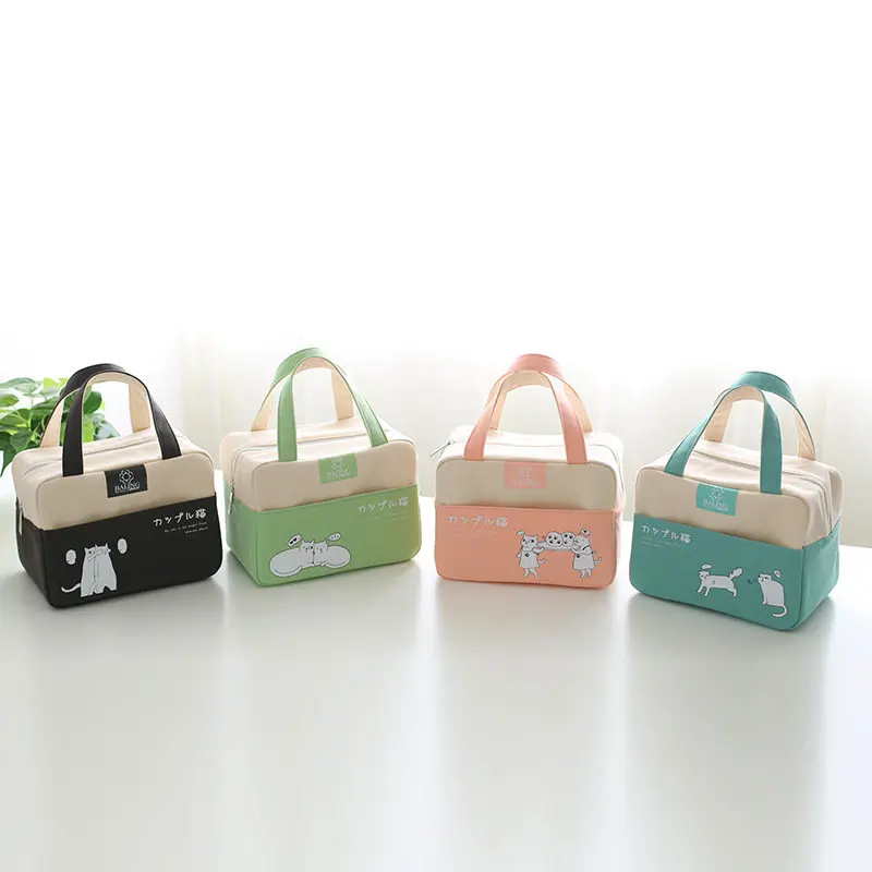 PACGOTH утолщение холст досуг Tote Ланч сумки корейский стиль Kawaii животные принты теплый хранитель специального назначения сумки Tote 1 шт