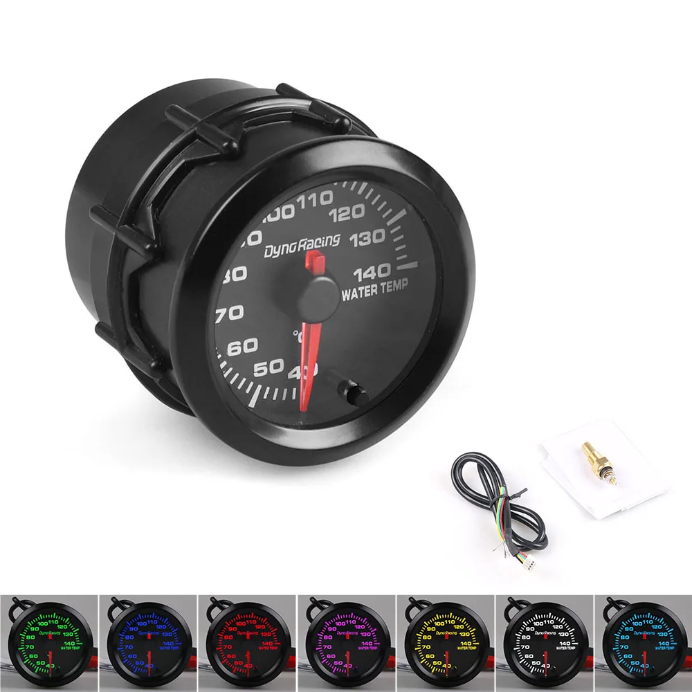 

Dynoracing 2" 52mm 7 Colors changeful Backlight Water Temperature Gaueg High Speed Stepper Motor With Sensor Car Meter TT101489