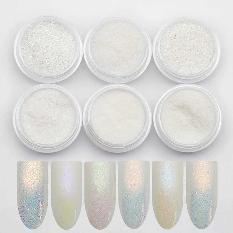 

WAKEFULNESS 6 Boxes Gradient Mermaid Powder Nail Glitter Powder Set Pear Powder Nail Chrome Pigment Manicure Nail Art Decoration