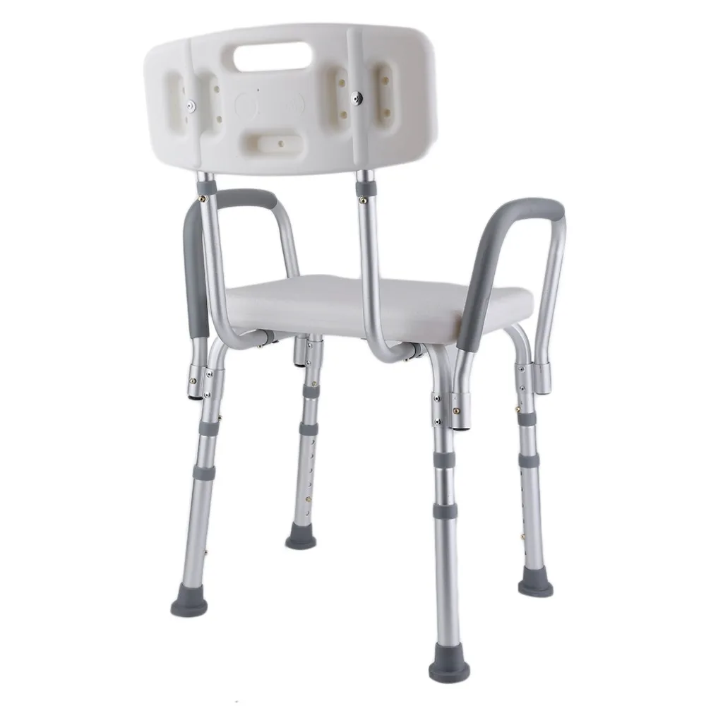2019 Height Adjustable Square Bathroom Aid Bathing Stool Bench Aluminium Shower Seat Chair With Armrest Home Furniture | Мебель