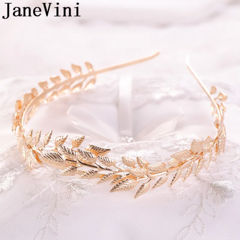JaneVini Bruids Haaraccessoires сусальное золото невесты повязка на голову класса «Люкс» в стиле бохо, свадебные аксессуары для волос; свадебные Головные уборы украшения