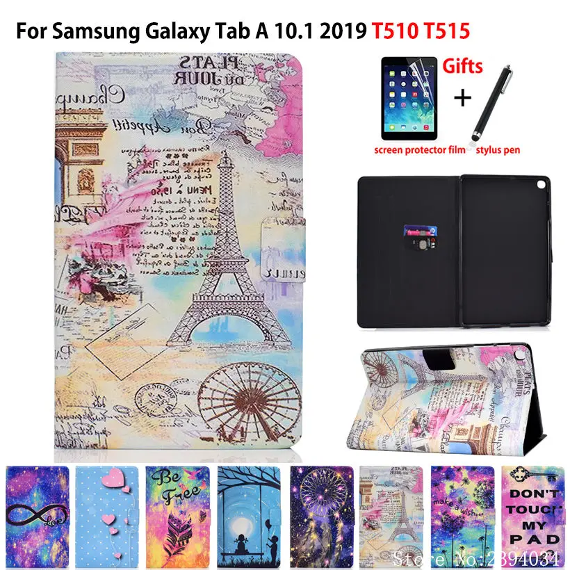 Чехол подставка с рисунком башни для Samsung Galaxy Tab A 10 1 2019 T510 T515|Чехлы планшетов и
