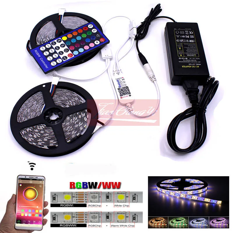 5 м 10 М 5050 RGBW/WW 60 Светодиодный/Ms светодиодная полоса светильник в + 40 клавиш RGBW Bluetooth