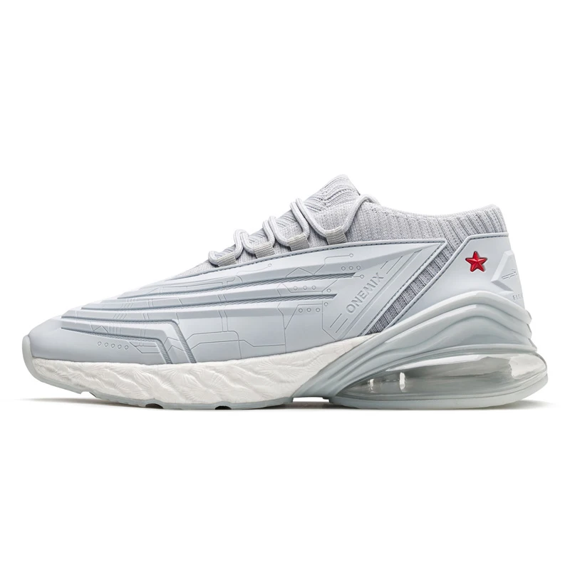 silver-grey ONEMIX мужские кроссовки 95 кожа верхний воздух амортизация мягкая подошва кроссовки Повседневная Уличная платформа кроссовки макс Размер 47 - Цвет: silver-grey