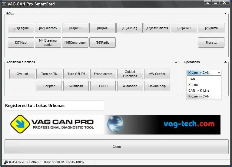 Новейший VAG CAN PRO BUS+ UDS+ K-line S.W версия 5.5.1 VCP сканер VAG CAN pro с бесплатной доставкой