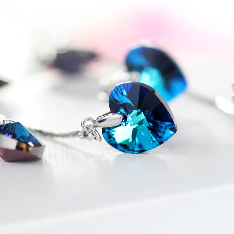 Женские длинные висячие серьги Neoglory с австрийским кристаллом в форме синего
