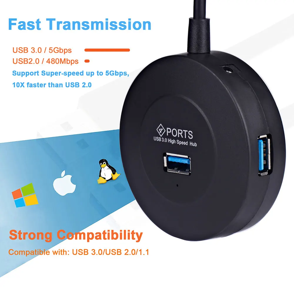 Разветвитель USB внешний 3 0 Hub 4 Порты Портативный Multi для компьютера PC ноутбук