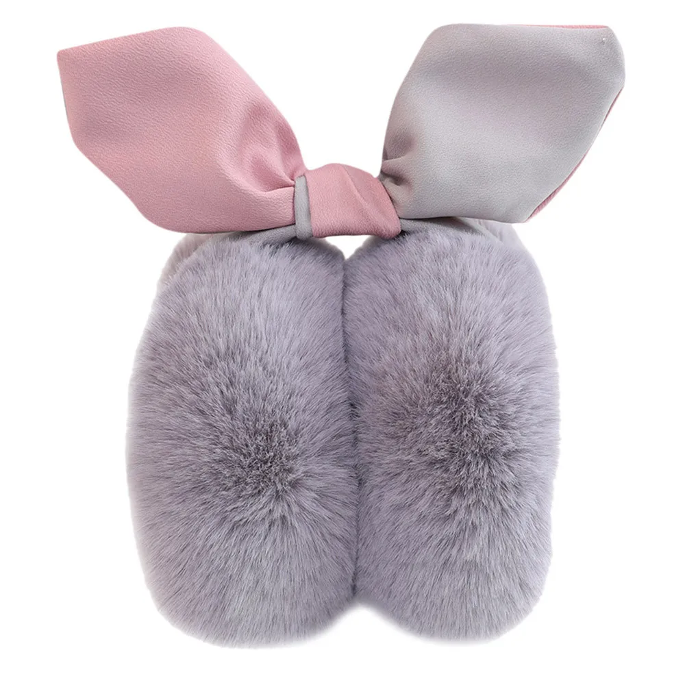 B Простые Женские теплые пушистые милые зимние теплые флисовые удобные наушники с бантом L50C - Цвет: B