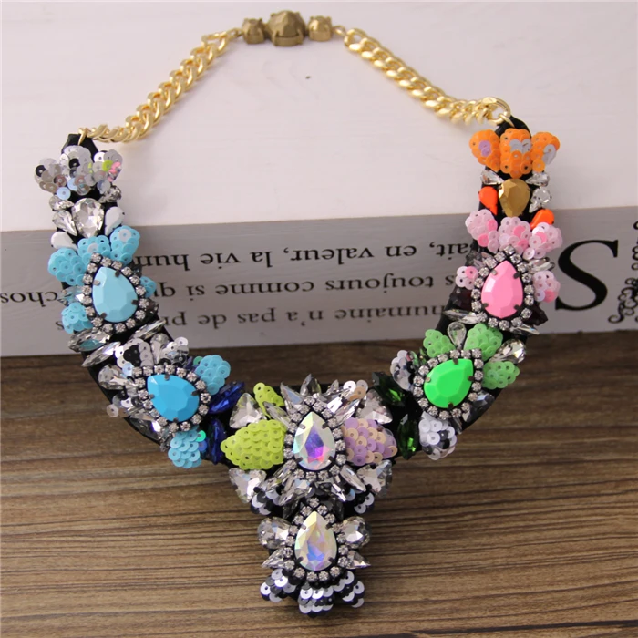 Пром моды джокер Цепочки и ожерелья дизайнерские украшения Shourouk цветок себе Хрустальные Бусы Цепочки и ожерелья s 460
