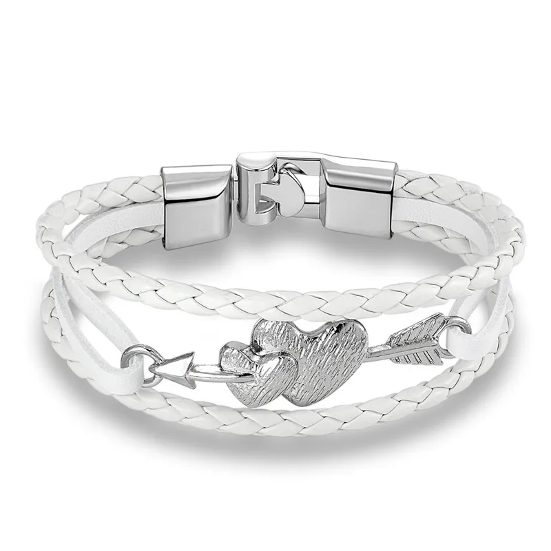 MKENDN новинка модный браслет с двойными стрелами из натуральной кожи пряжкой на