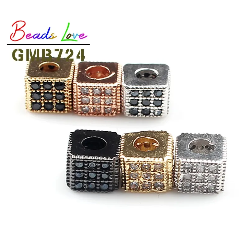3 шт./лот 6*5 мм Металлический Micro Pave циркониевые кристаллы квадратный Форма медные