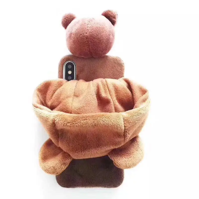 Для iPhone XS MAX XR случае 3D Рождественская шапка красивый медвежонок из мультфильма