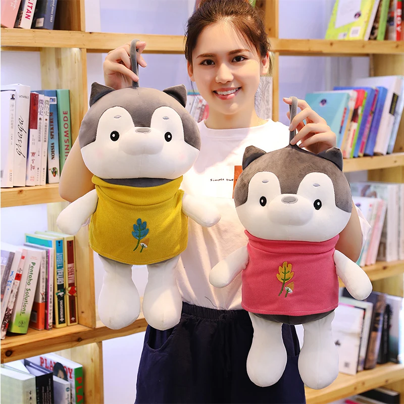 Милая плюшевая игрушка хаски в аниме-стиле мягкая мультяшная подушка виде