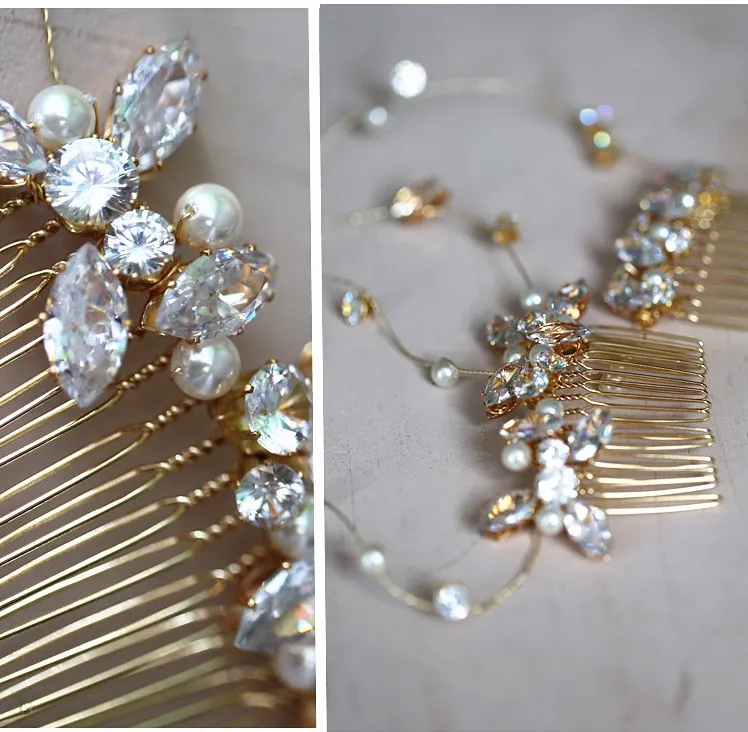 Jonnafe новая блестящая расческа для волос с цирконием свадебные аксессуары