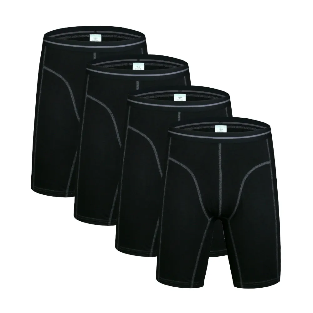 4 Pcs 1104 Black 4 шт./лот,, брендовые качественные боксеры, шорты, новые модные сексуальные мужские боксеры, шорты, хлопок, мужское длинное нижнее белье, мужские трусы, большие размеры - Цвет: 4 Pcs 1104 Black