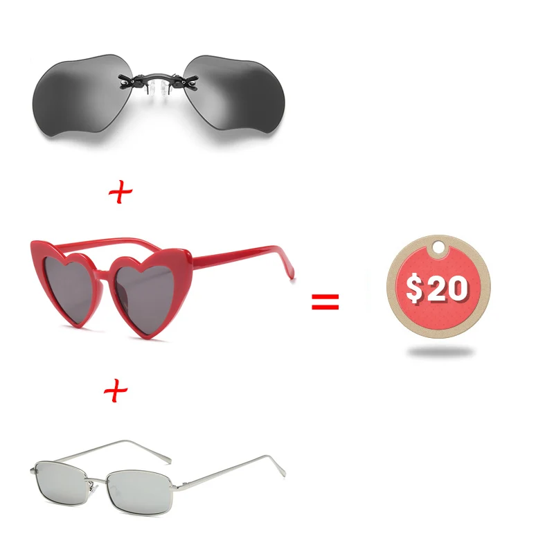 Yok's Summer 3 шт набор $20 клип на нос Мини солнцезащитные очки мужские без оправы