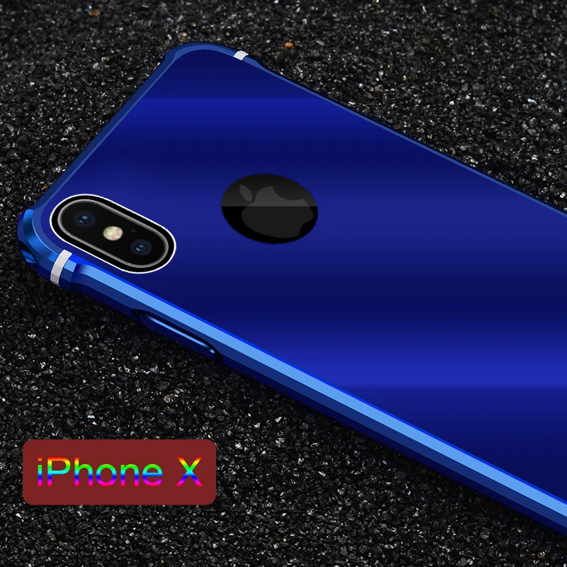 Leanonus Aluminum Metal Case for iPhone X 8 Plus 7Plus Frame+PC Hybrid Back Cover Shockproof Slim Casing iPhone8 10 |
