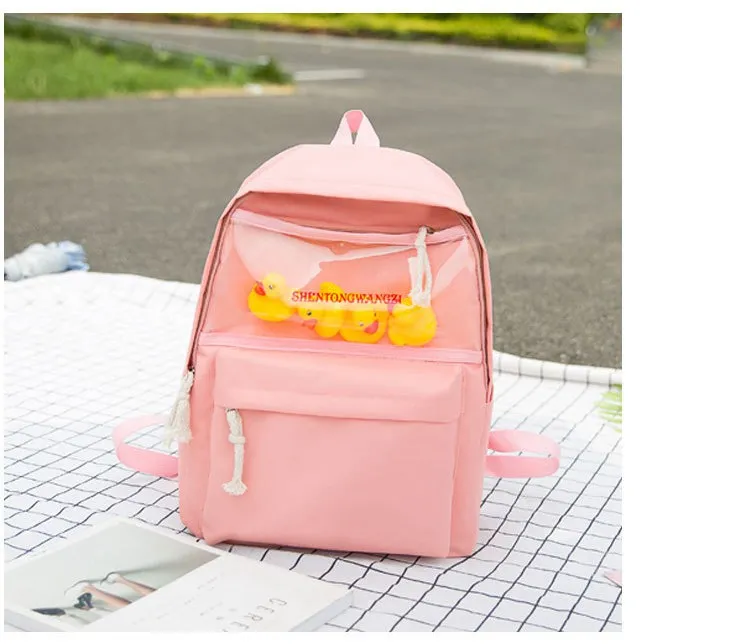 Женский рюкзак Mochila, школьная сумка, модный холщовый женский рюкзак с милой уткой, сумка на плечо для девочки-подростка, повседневный рюкзак M254
