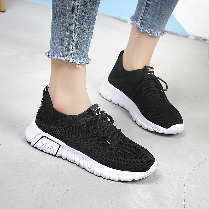 Black Women Sneakers 2019 Casual Shoes Ladies Autumn for Female Breathable Mesh Non-slip Trainers | Обувь