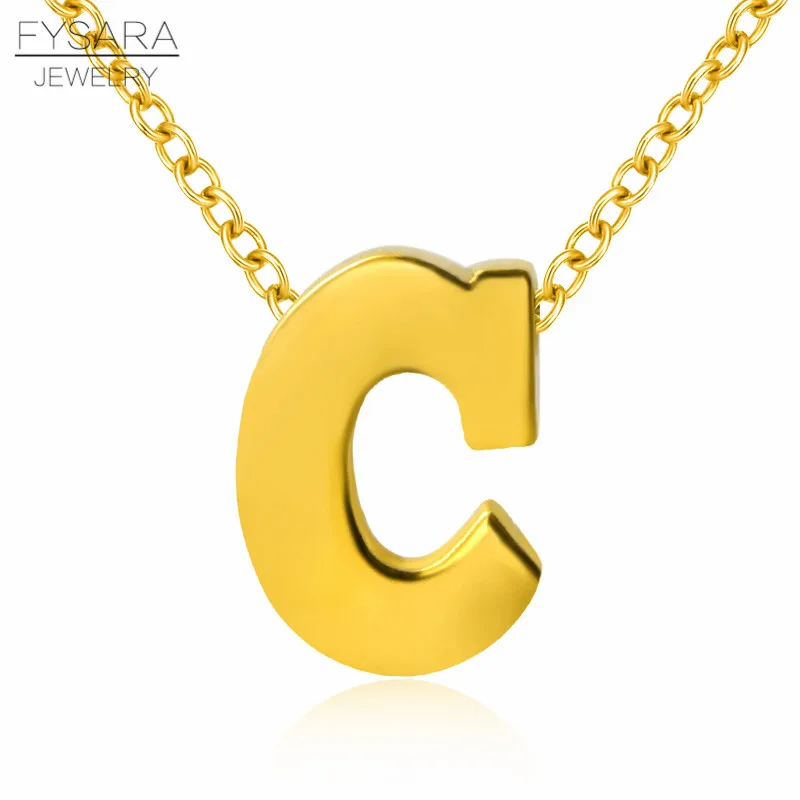 C FYSARA ожерелье с подвеской из нержавеющей стали с буквой буквы C T V, миниатюрное короткое ожерелье для женщин, пара, ювелирные изделия для ключицы - Окраска металла: C