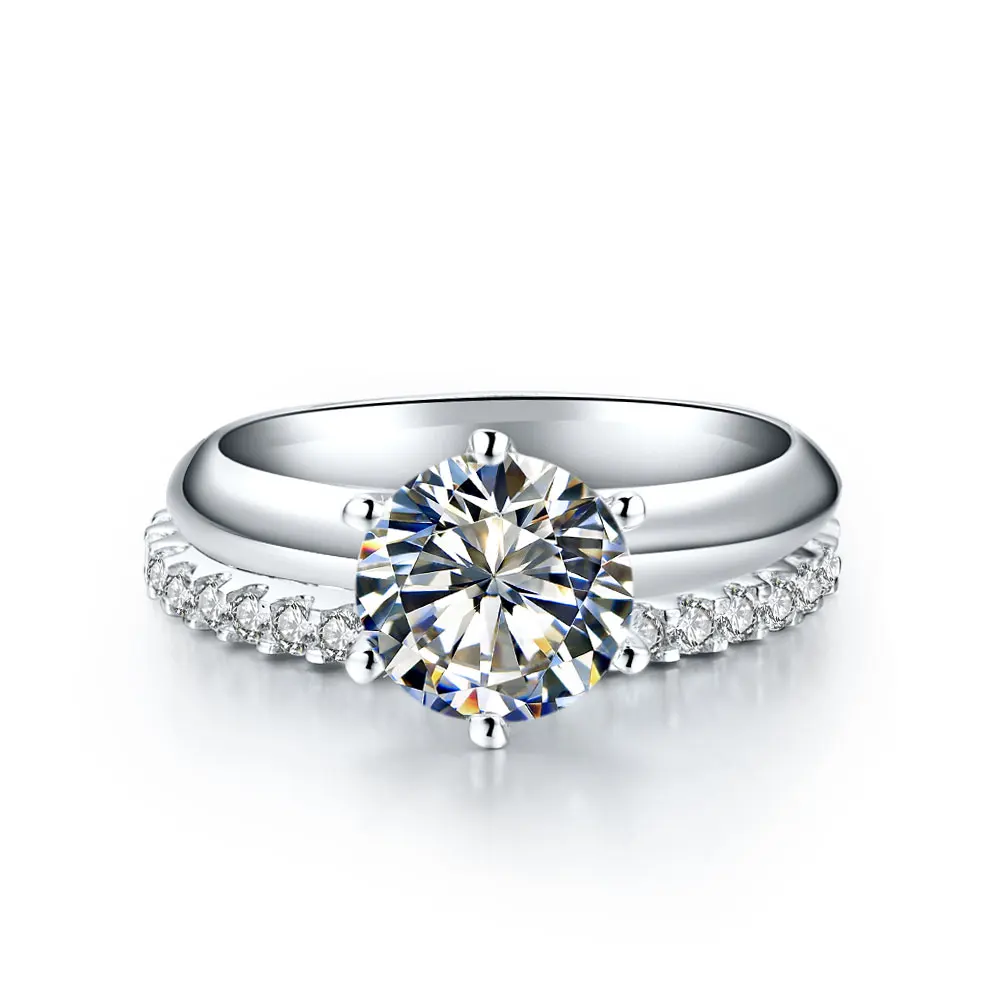 925 серебряные ювелирные изделия бренд 2CT обручальное кольцо 0.55CT Вечность NSCD