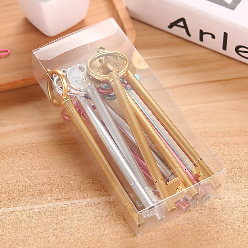 Ручка гелевая в форме ключа креативная металлическая ручка 4 шт./лот золотистого