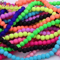 olingart rubber glass beads high 6mm quality 100pcslot candy color neon matte loose handmade jewelry making bracelet diy