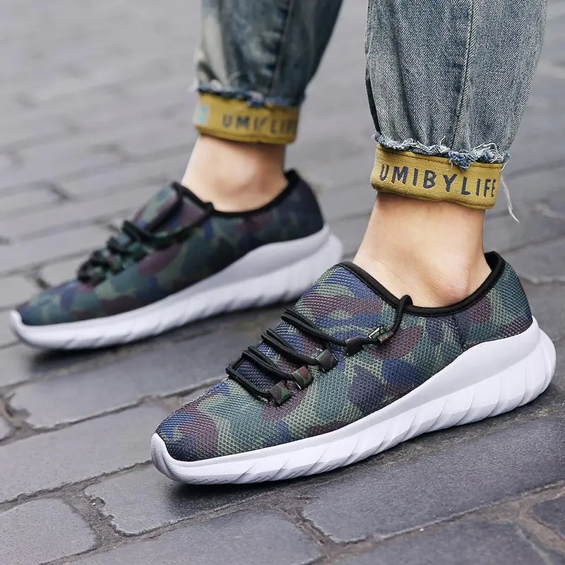 camouflage-green Мужская Спортивная обувь камуфляжной расцветки больших размеров летние мужские кроссовки для бега дышащие мужские спортивные кроссовки сетчатые легкие A-292 - Цвет: camouflage-green